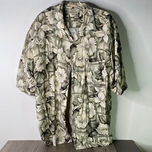Tommy Bahama 100% Silk Men’s Size Small Green Floral Camp Shirt - 1396